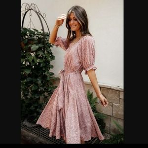 Bohme square neck floral print midi dress